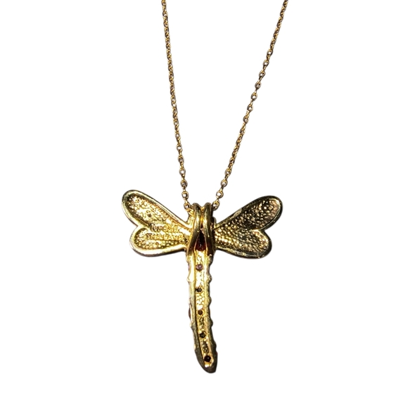 Multi-Gemstone Dragonfly Pendant Necklace – 18K Gold Vermeil Sterling Silver - Picture 9 of 11